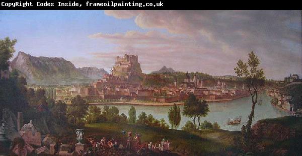 Johann Michael Sattler Ansicht von Salzburg vom Burglstein aus,